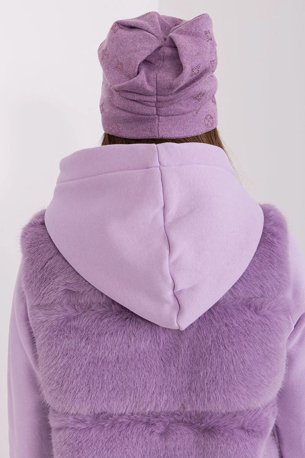 Bonnet d'hiver en cachemire pour femme avec strass, style décontracté, couleur lavande pastel, matériau acrylique-coton-cachemire