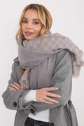 châle oversized femme viscose laine luxueux doux côtelé jacquard doubleface grandformat grisperle beige damier franges effilochées enveloppant chaud