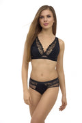 Soutien-gorge Lupo Line doux en dentelle florale noir sans bretelles ajustables élasthanne polyamide lingerie élégante femme automne-hiver 2025