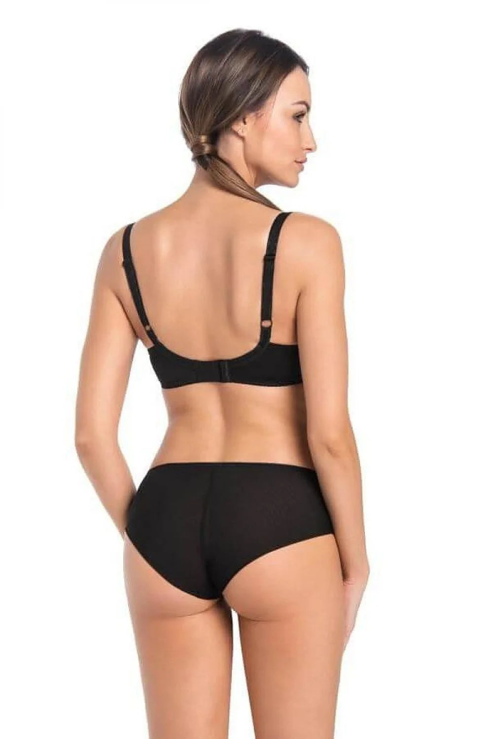 Ensemble de lingerie chic pour femmes soutien-gorge balconnet dentelle culotte mi-haute résille noir élégance intemporelle