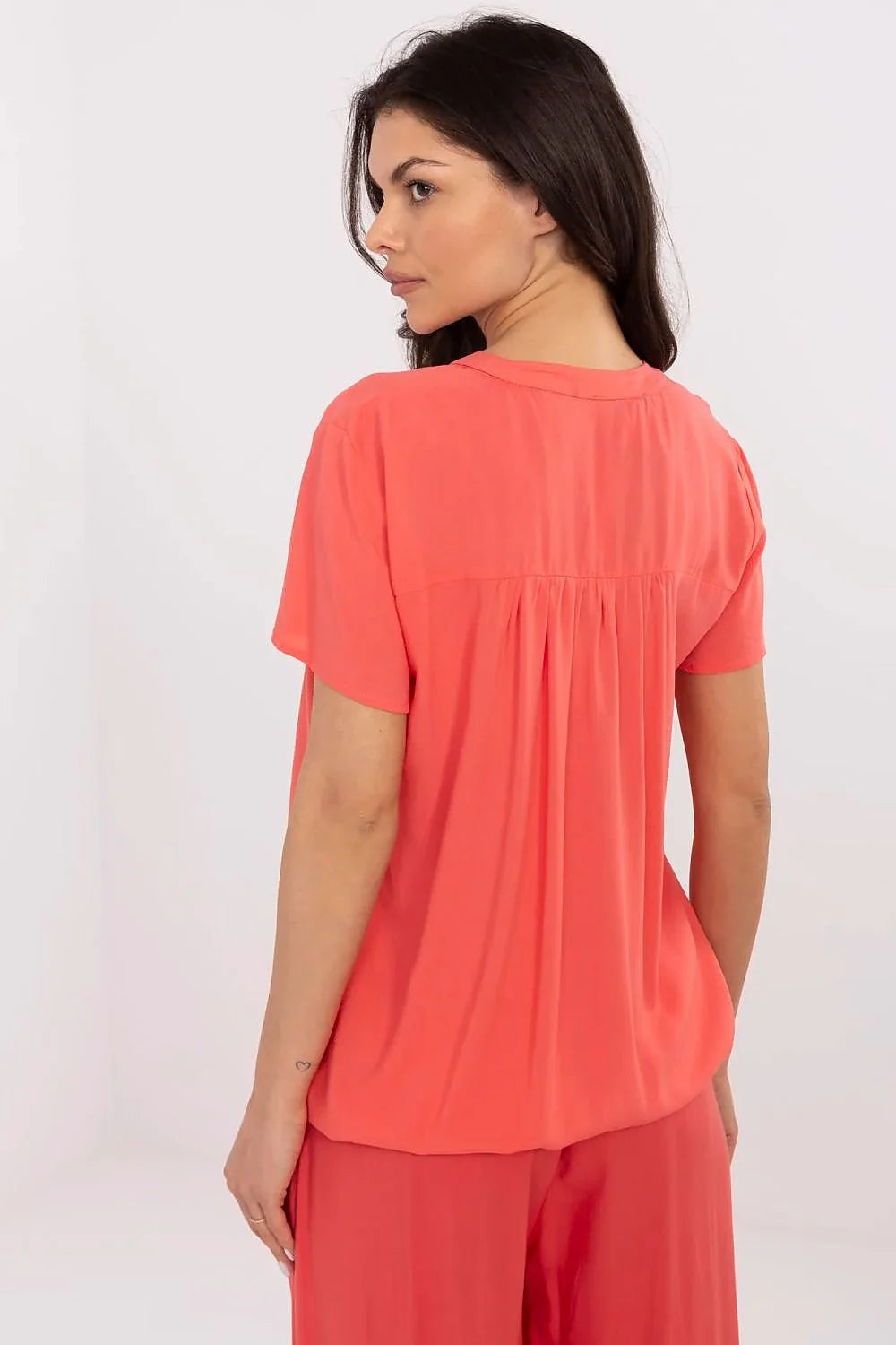 Ensemble femme casual chic robe longue et haut sans manches tissu léger couleur corail summer dress style minimaliste