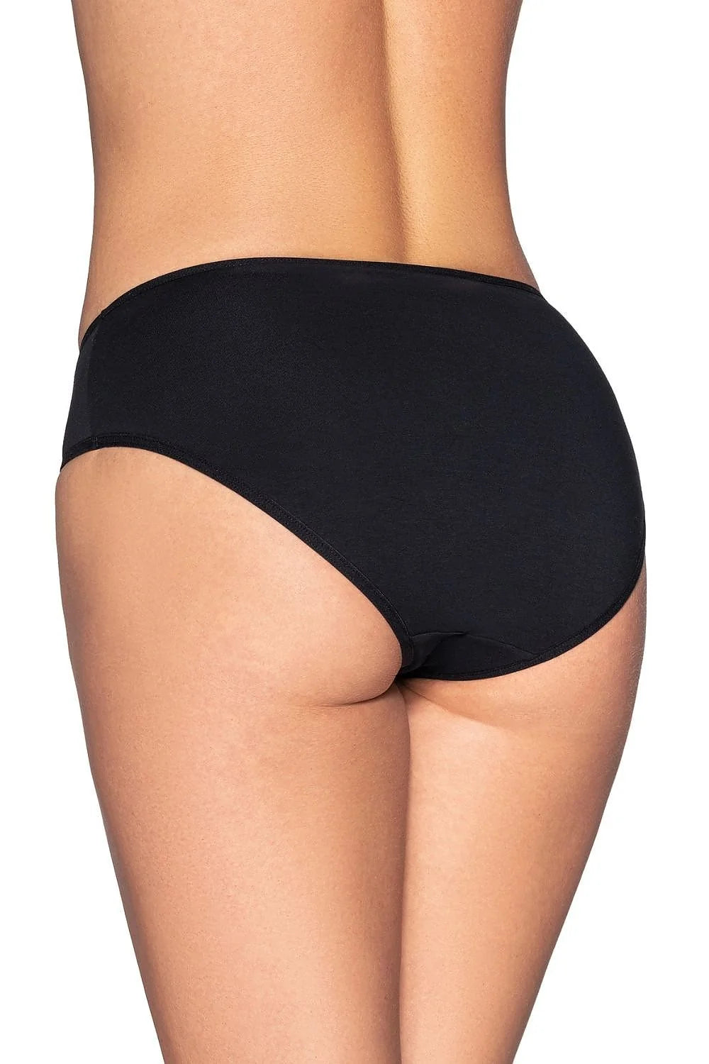 lot trois culottes coton stretch noir taille moyenne couvrance complète échancrure modérée ceinture élastique plate coutures discrètes invisible OEKO TEX