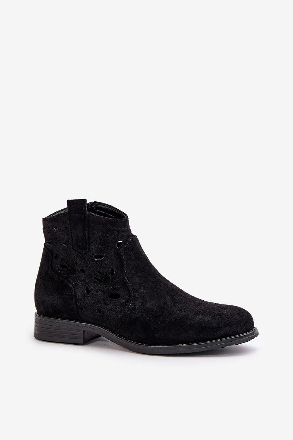 Bottes S.Barski pour femmes, design perforé, suédine écologique, talon plat, fermeture éclair, style élégant, printemps été