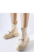 Bottines pour femmes modernes élégantes couleur beige cuir synthétique zip latéral design biker loafer occasion quotidienne soirées