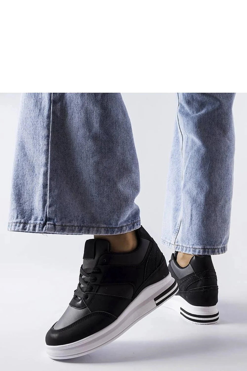 baskets femmes streetwear noir blanc plateforme épaisse semelle compensée confort amorti similicuir lacets maintien urbain chic