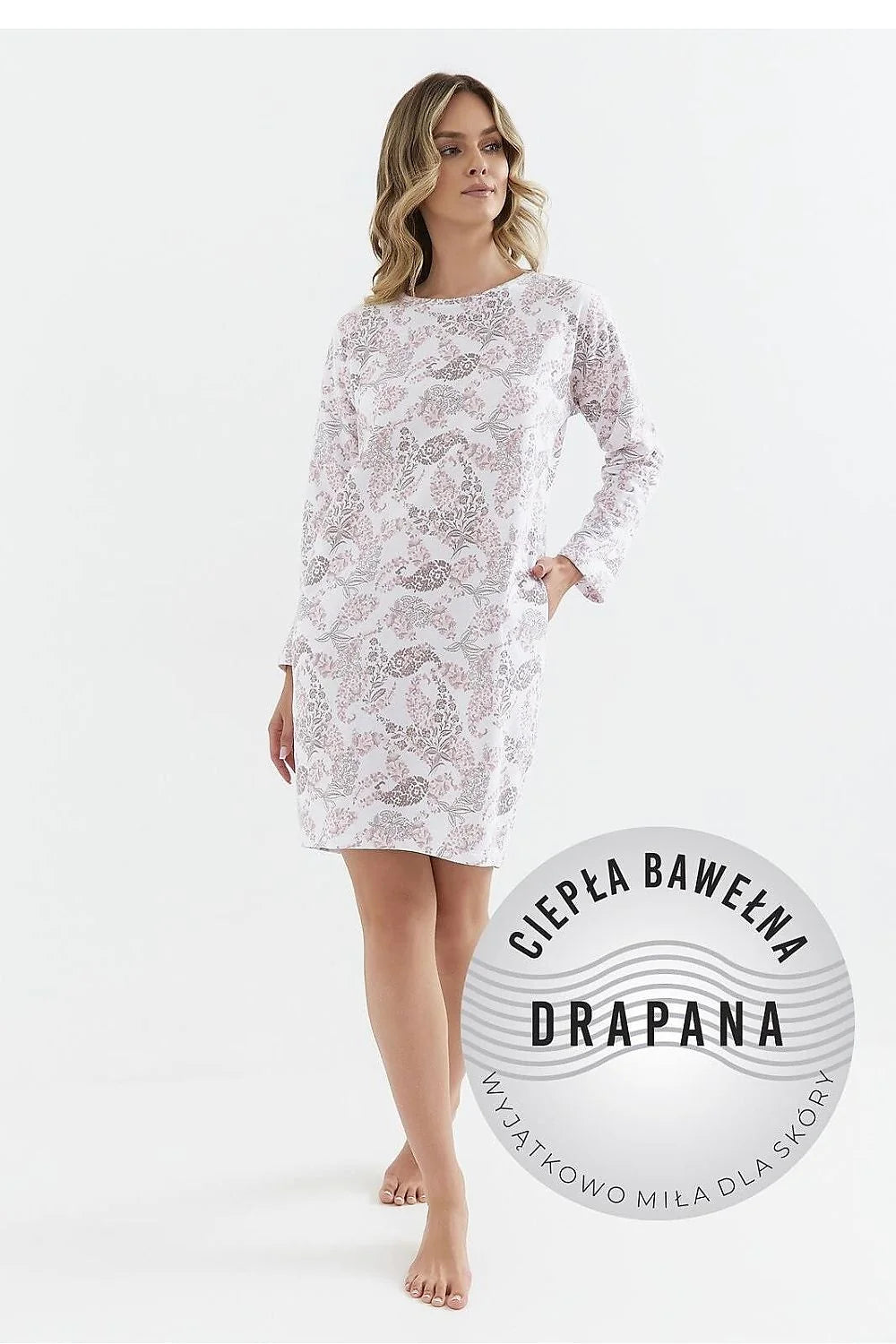 Chemise de nuit Cana moderne élégante manches longues en coton doux respirant pour femme