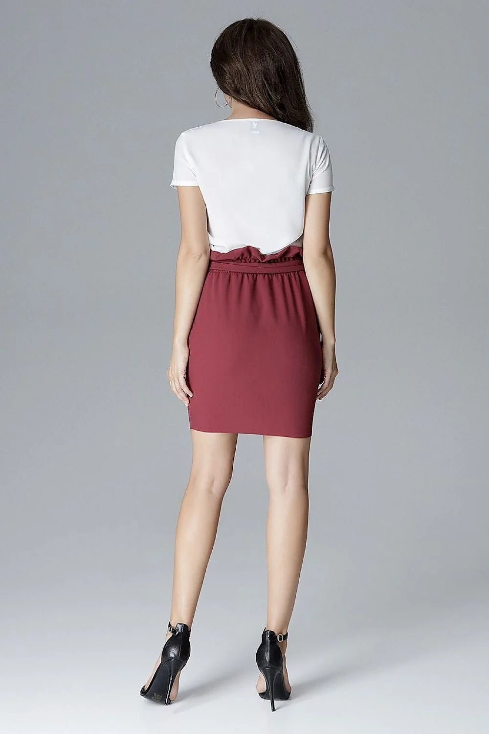 Jupe taille haute polyester élégante et moderne avec ceinture nouée pour tenue professionnelle chic