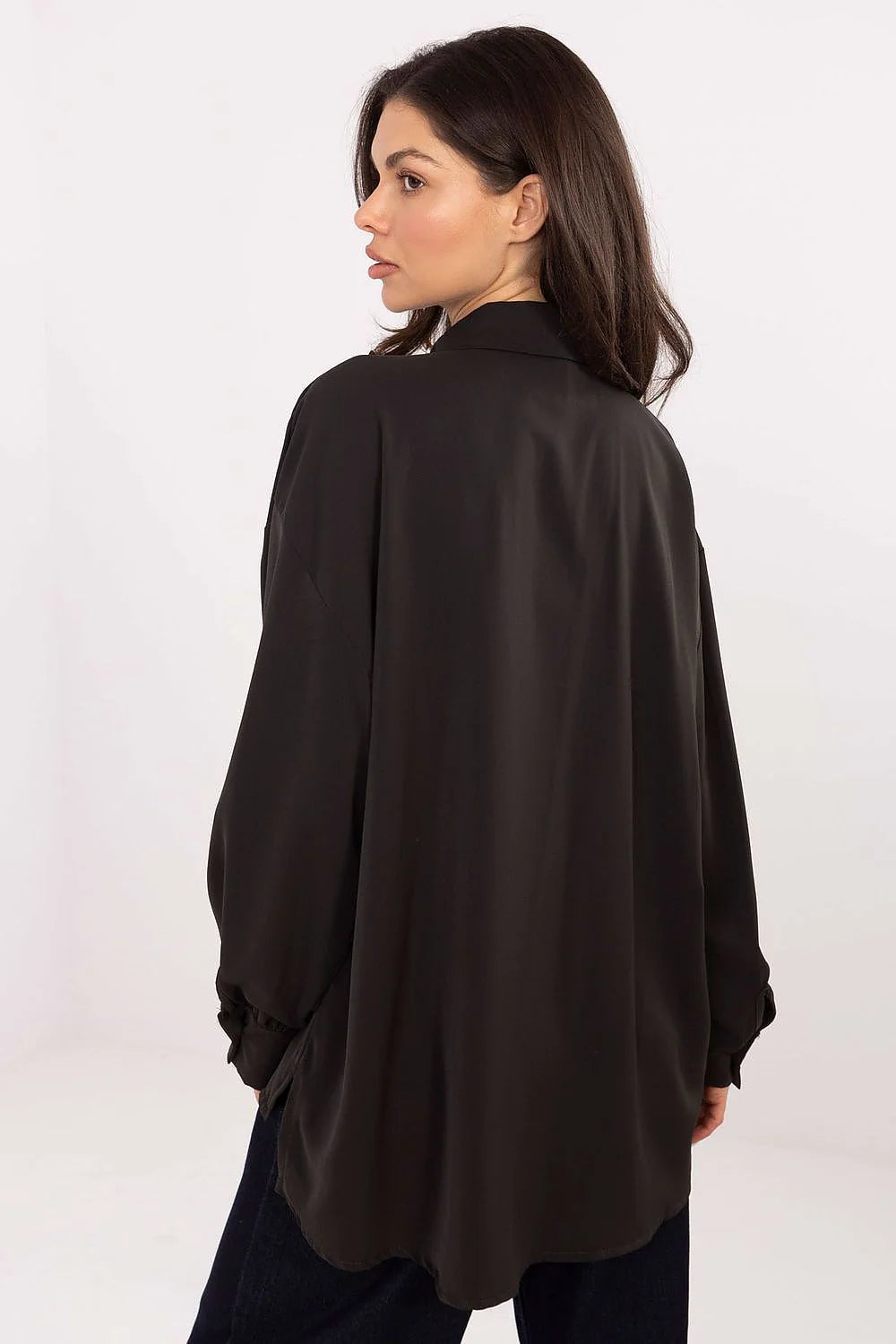 chemisier élégant exceptionnel soirée travail motif lisse polyester léger agréable silhouette dos long volant subtil manches bouffantes confortable
