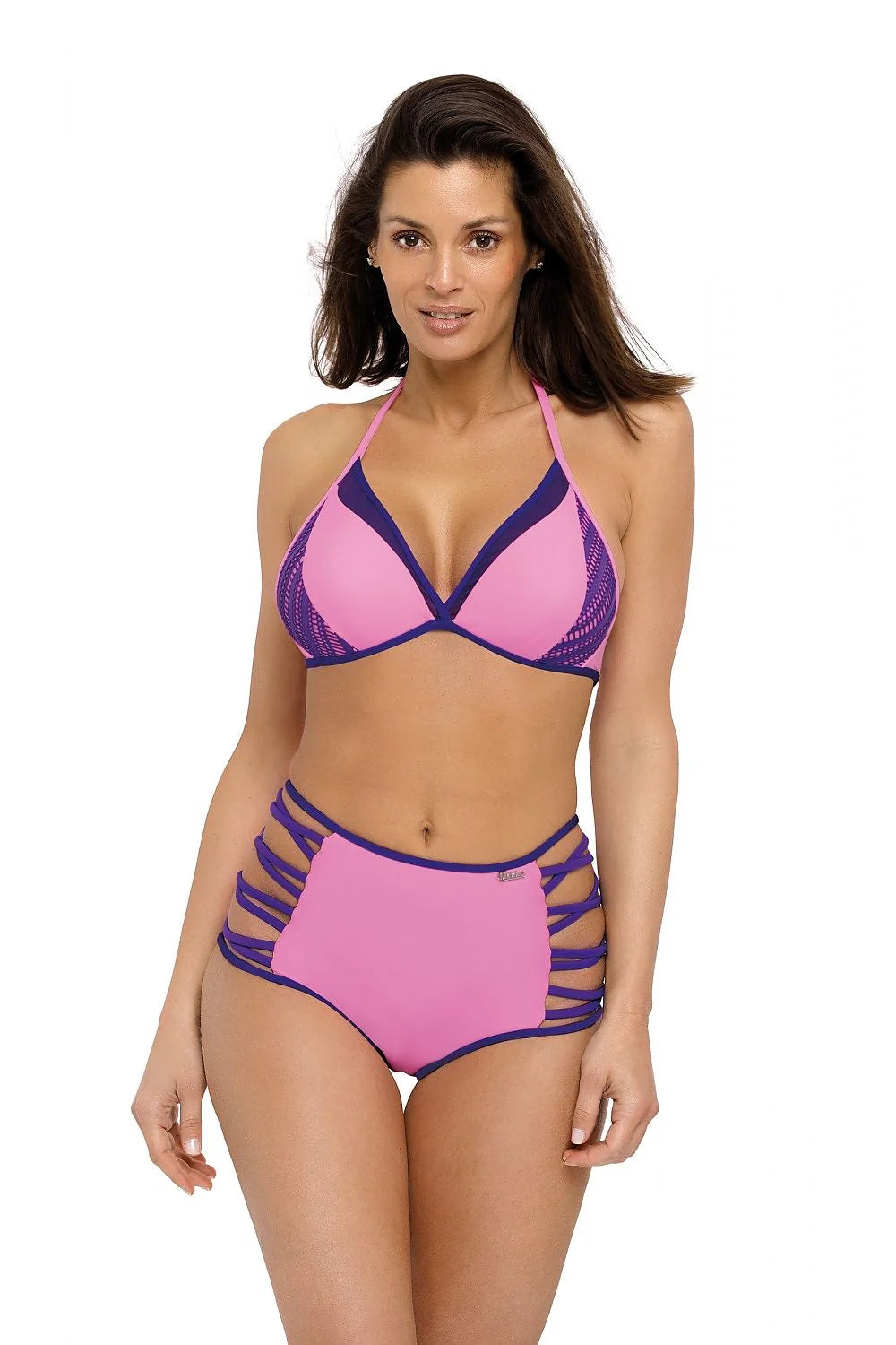 Bikini deux pièces moderne matière douce sexy jaune noir détails tendance pour plage piscine femmes
