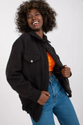 Veste Rue Paris noire style urbain Casual chevrons longues manches ample fermeture éclair femme