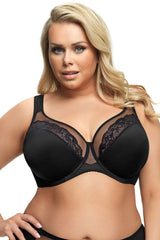Gorsenia soutien gorge balconnet dentelle noir armatures bonnets moulés maintien renforcé bande large bretelles réglables microfibre douce invisible