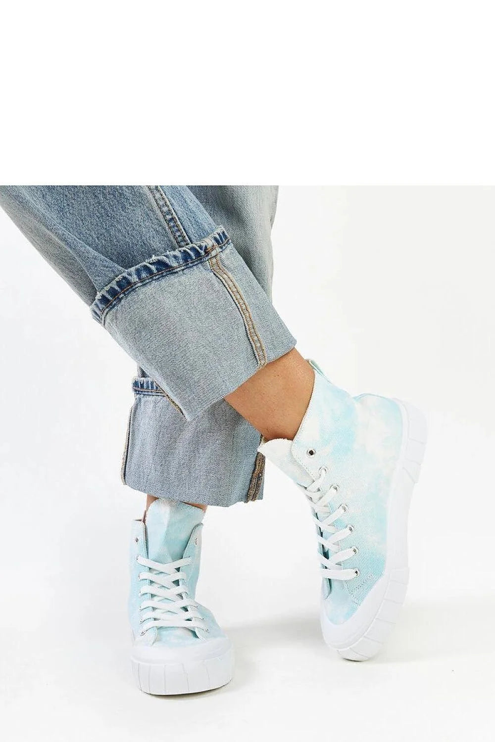 baskets montantes femme Solea toile tiedye bleu pastel semelle plateforme caoutchouc crantée maintien cheville confortable streetwear