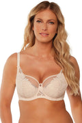 Soutien-gorge féminin semi-soft Gaia dentelle florale cups pleines armatures beige nude couleur versatile occasion quotidienne