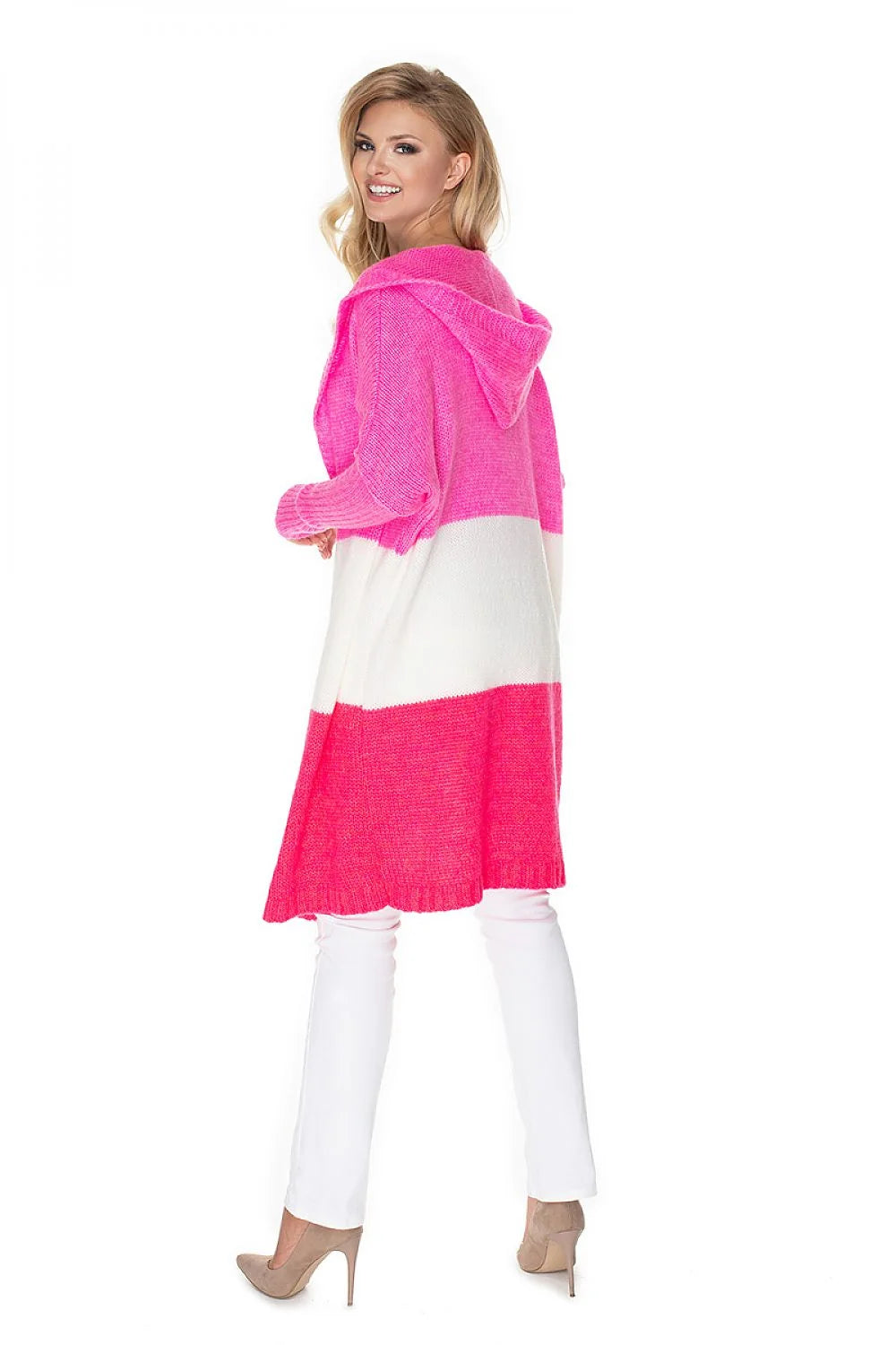 Cardigan tricot en laine coupe ample moderne blocs de couleur pastel pour femmes printemps automne