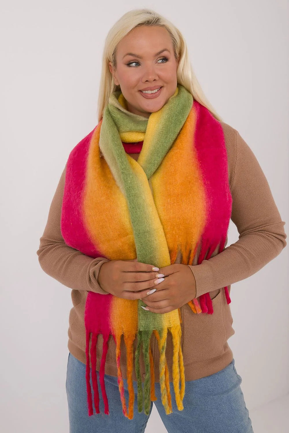 Écharpe multicolore en polyester doux pour femme, style bohème, franges longues, automne-hiver, accessoire mode
