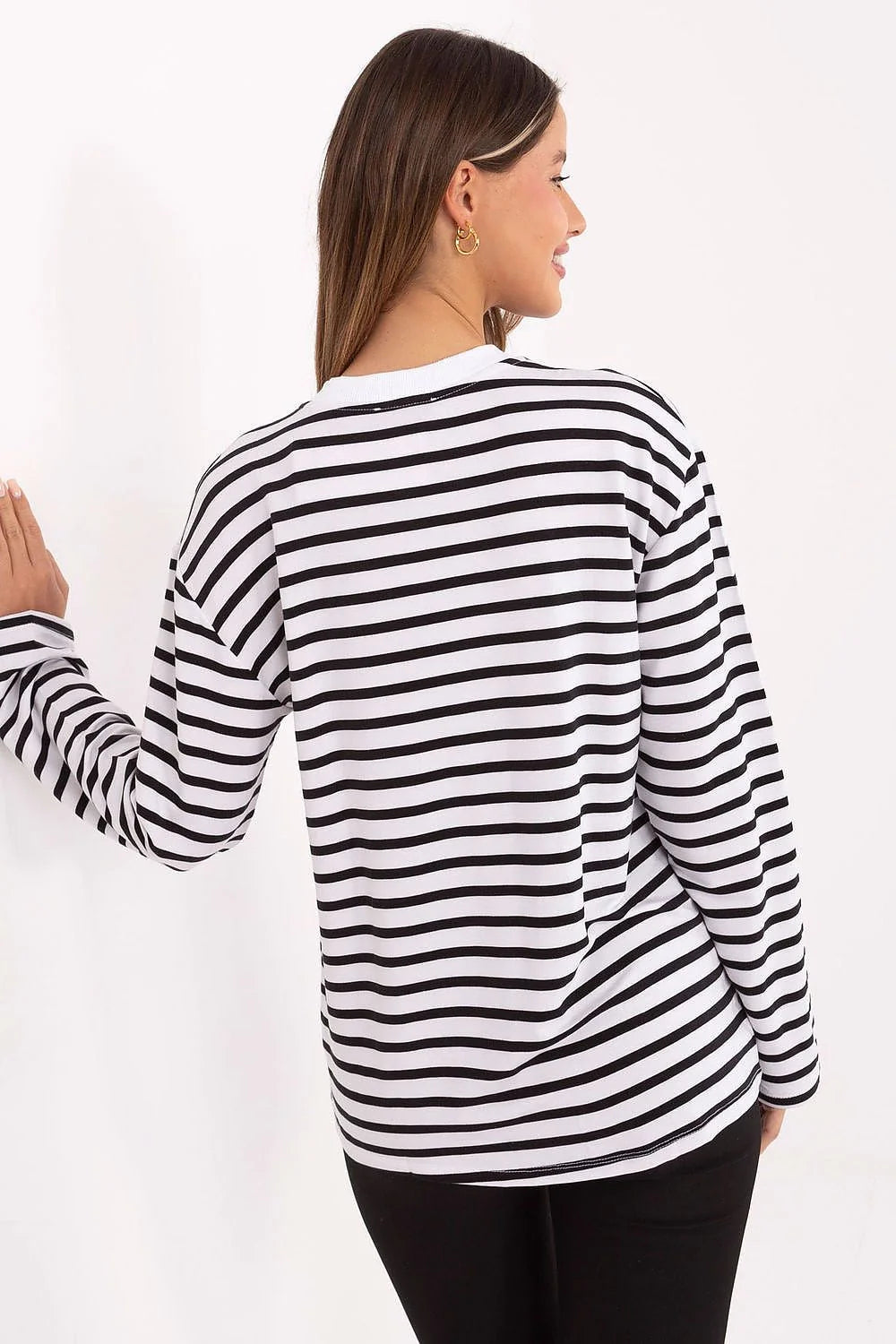 chemiser femme micromodal stretch doux respirant manches longues coupe droite longueur hanches col rond fente rayures fines noir blanc minimaliste