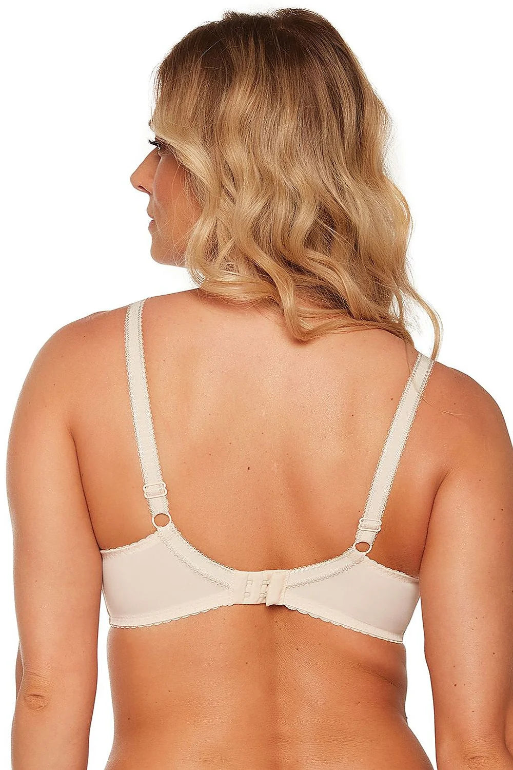 Soutien-gorge élégant dentelle motifs floraux beige tissu souple maintien confortable occasion spéciale femme