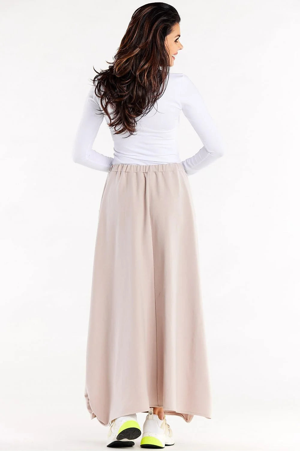 jupe longue femme évasée trapèze taille élastique poches latérales coton élasthanne jersey fluide extensible tombé drapé ourlet froncé