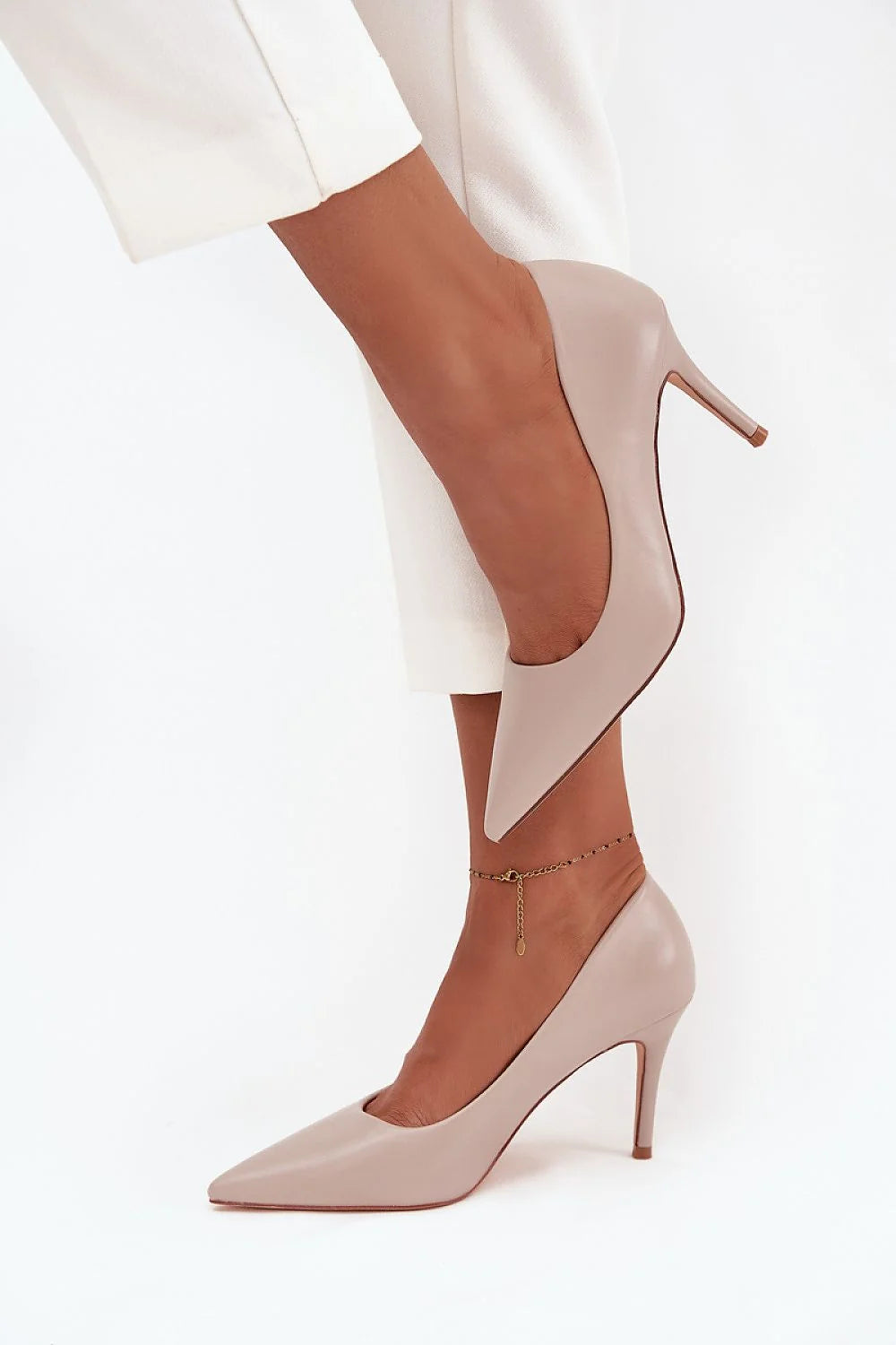 escarpins femme similicuir beige rosé bout pointu talons aiguilles 85mm silhouette élancée semelle fine classique sophistiqués