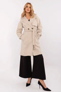 Manteau pour femme classique élégant mid-length style trench beige clair matériau haute qualité double bouton ceinture ajustable silhouette cintrée office city everyday
