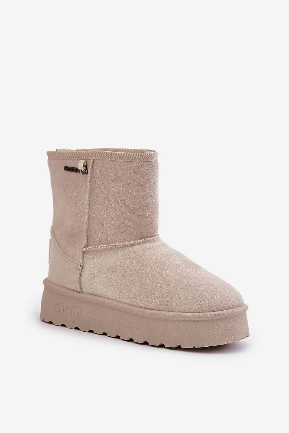 Bottines en suédine écologique femmes beige clair confortable plateforme 4cm fourrure intérieure style moderne quotidien
