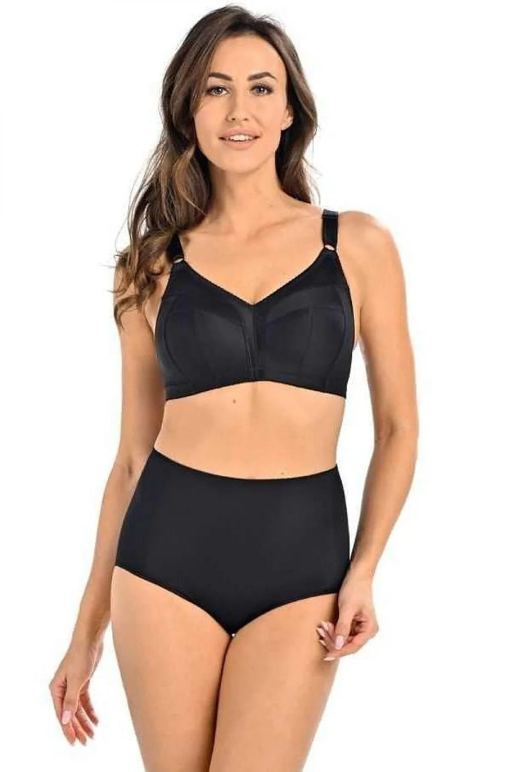 Soutien-gorge et culotte taille haute noir sans armature microfibre floral dentelle femmes maintien confort quotidien