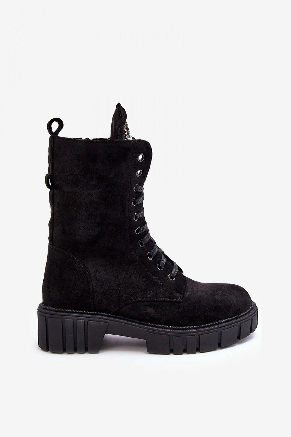Bottines femmes design moderne audacieux style combat éco-suède isolées tige 20cm fermeture lacets éclair plateforme