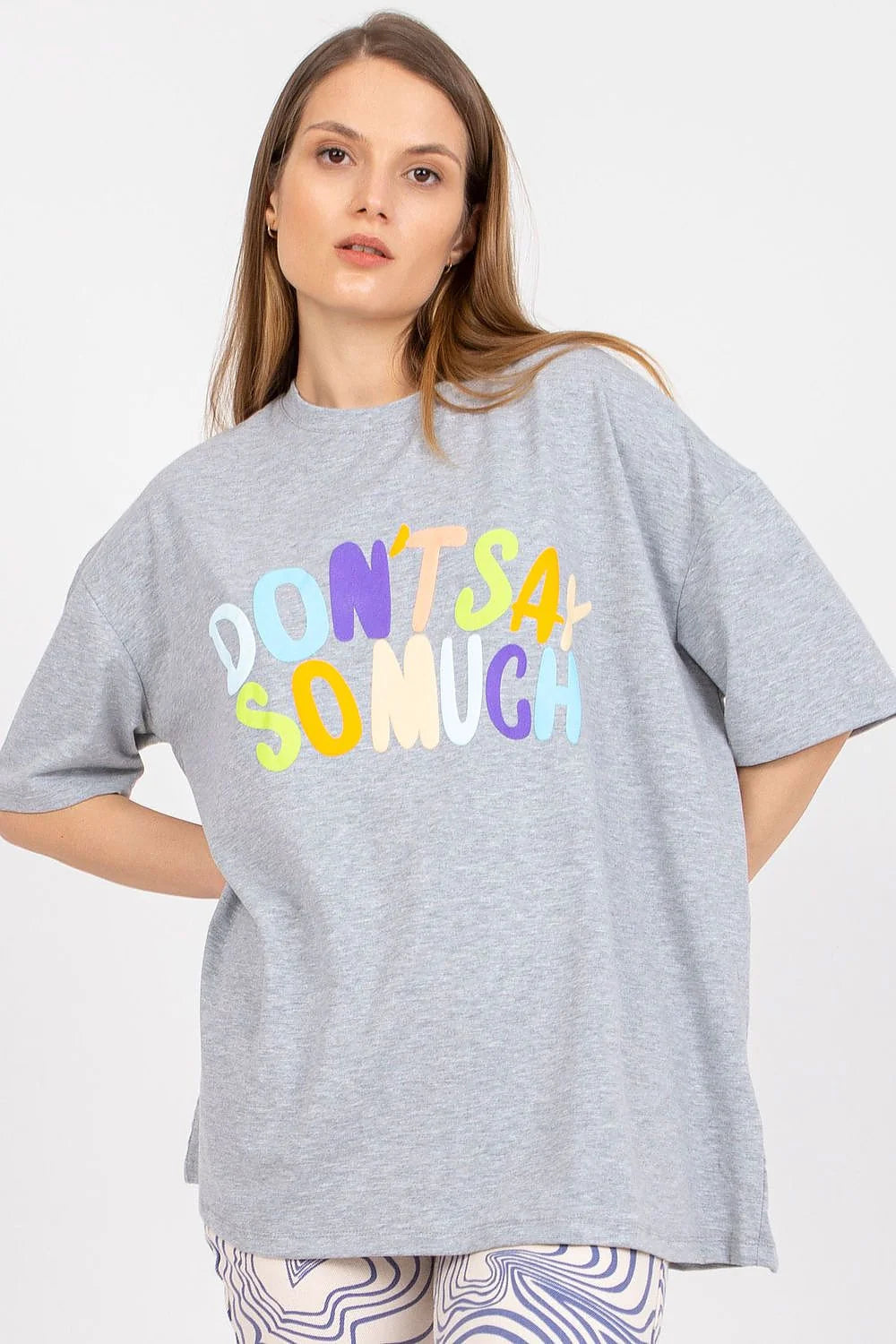 T-shirt ample pour femme coupe large imprimé multicolore décontracté manches courtes coton elasthanne universelle