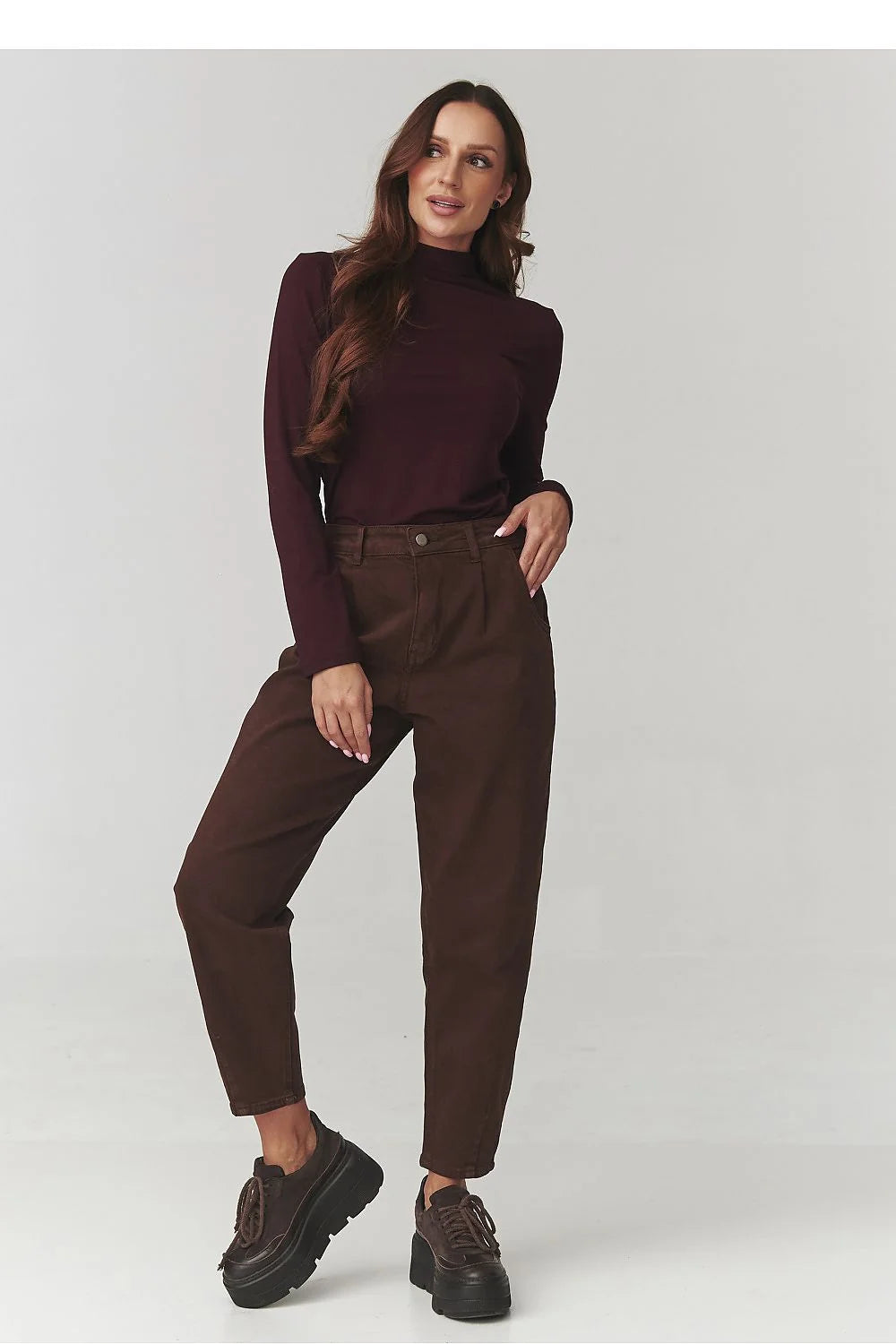 chemisier femme col montant manches longues coupe slim taille unique viscose élasthanne doux stretch italien basique polyvalent