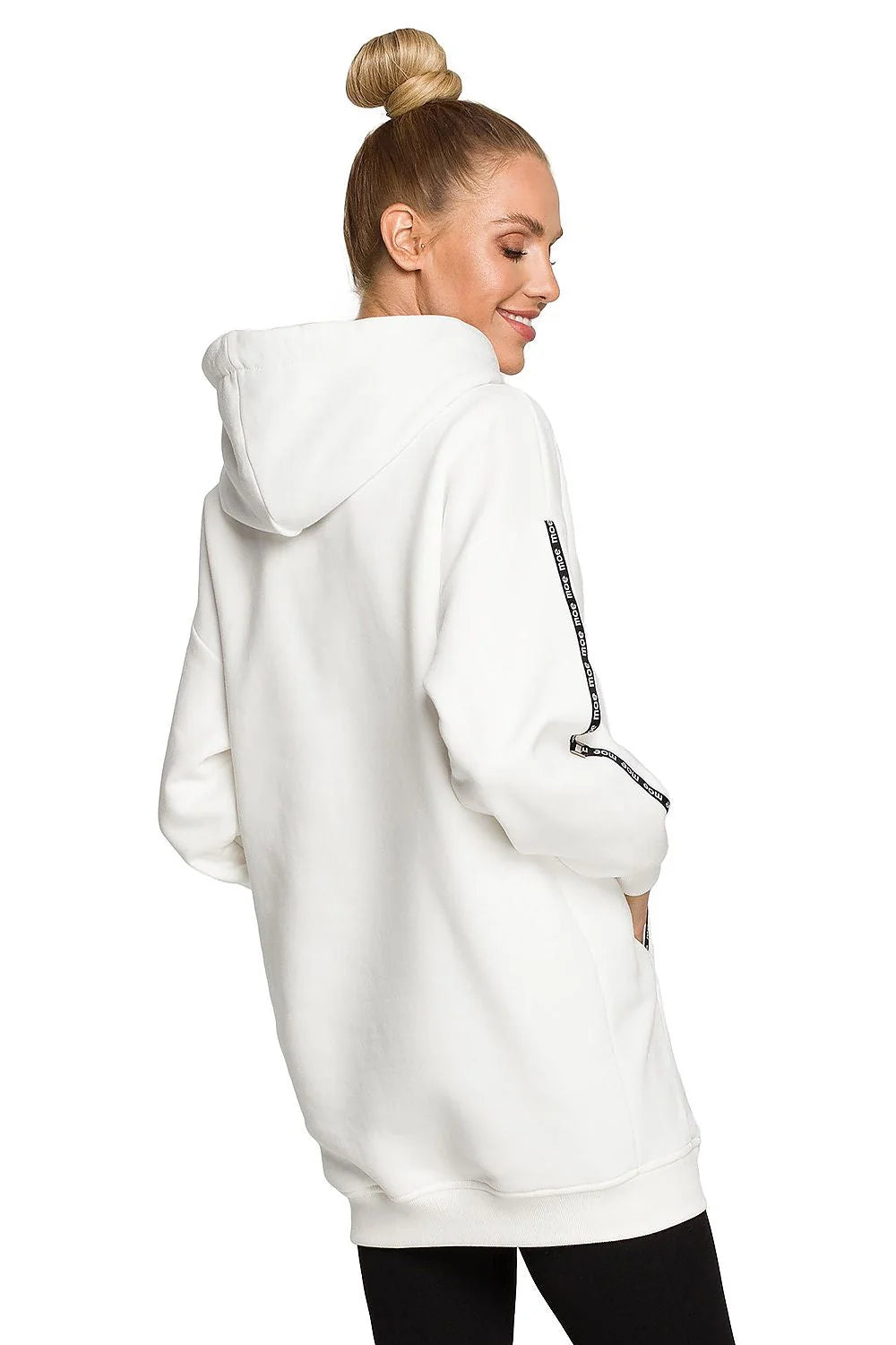 Sweatshirt Moe oversize capuche bleu femme confortable maille douce 90% coton 10% polyester manches larges poches latérales