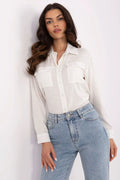 chemise longue blanche lin viscose manches longues ample col classique boutons poignets boutonnés poches poitrine voile léger translucide texturé respirant