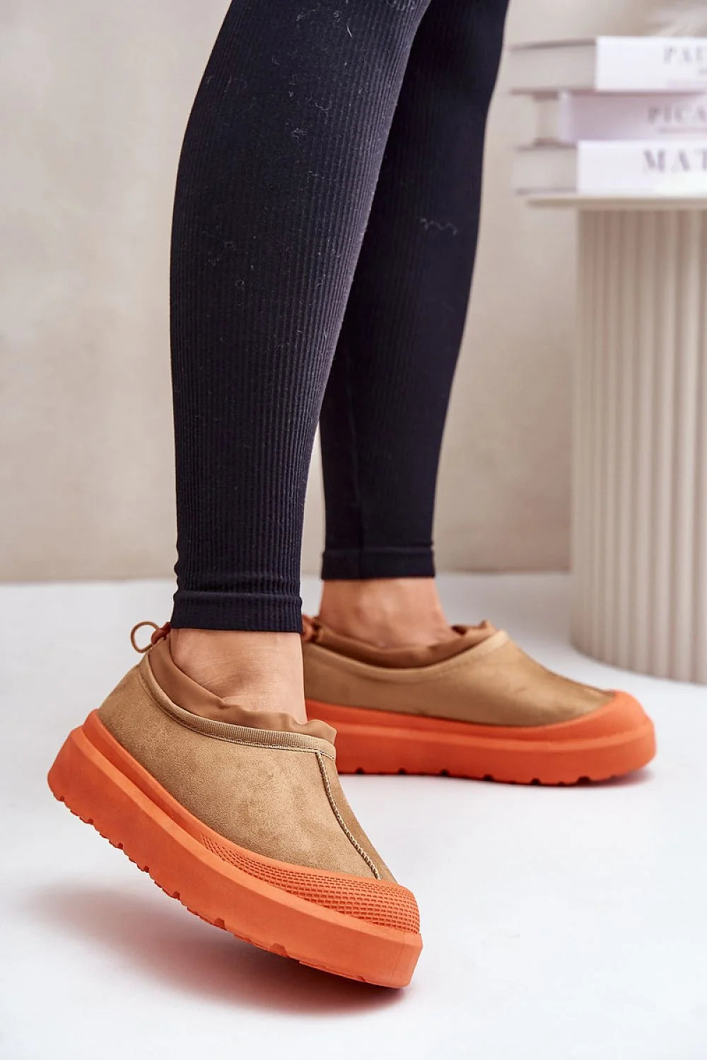 Bottes de neige Step in style mode femme moderne couleur beige fourrure isolateur thermique semelle épaisse confortable
