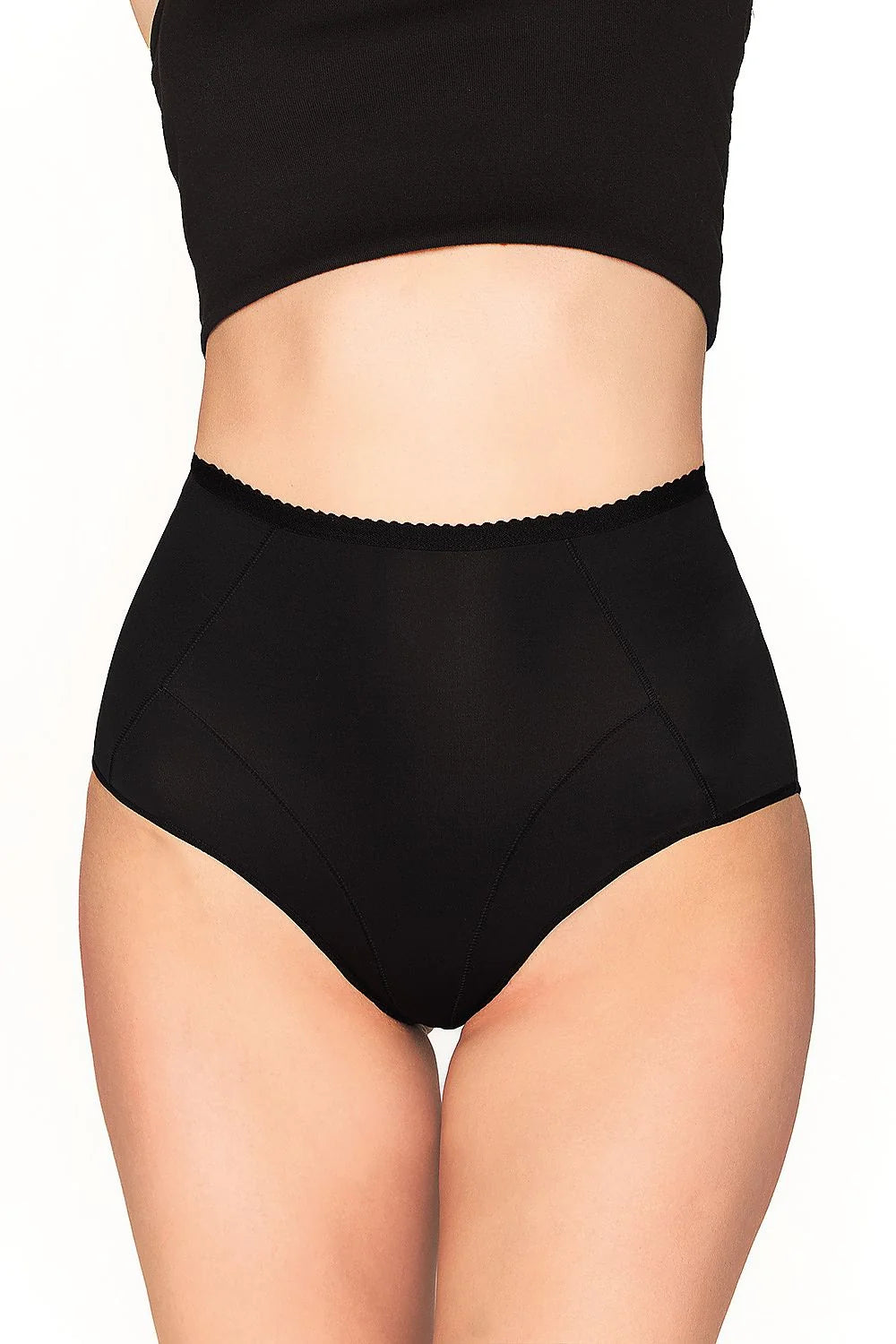 culotte femme taille haute gainante effet lissant galbant stretch discrète noire beige coton nylon elasthanne doublure douce respirante invisible