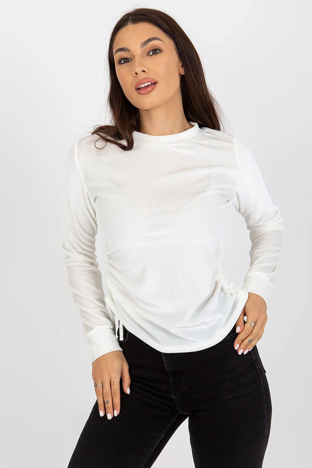 Chemisier Lakerta en velours rose poudré manches longues style moderne élégant femmes occasion spéciale