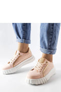 Baskets femmes modernes élégantes rose paillettes dorées lacets confortables amorti semelle caoutchouc style urbain été tendance