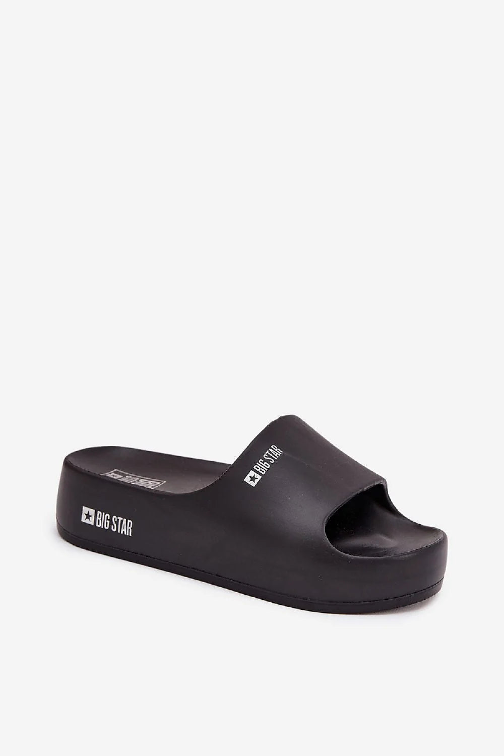 claquettes femme sandales mules plateforme compensée noires empeigne ajourée large minimaliste moderne mousse EVA antidérapante amortissante légère