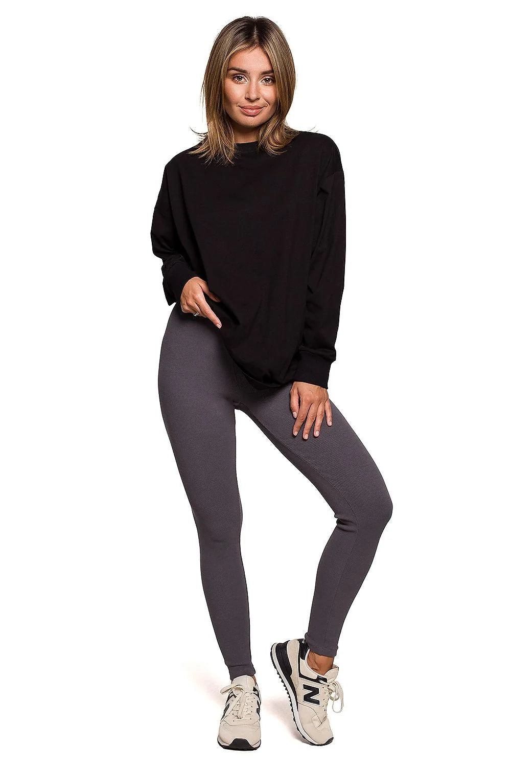 Ensemble casual femme coton doux respirant sweatshirt noir ample leggings terracotta confort tendance