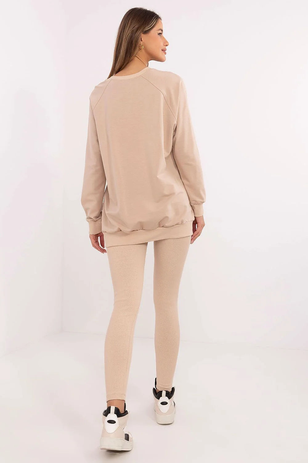 Ensemble sportif femme sweatshirt raglan leggings beige multicolore HAMMILL SPORT style casual élégance日常 confort idéal