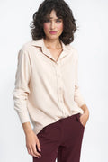 Chemise manche longue crème style soft office en viscose 100% pour femme élégance professionnelle
