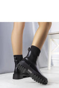 Bottines femmes design moderne élégant cuir écologique fourrure imitation semelle épaisse plateforme noire Bottes Solea