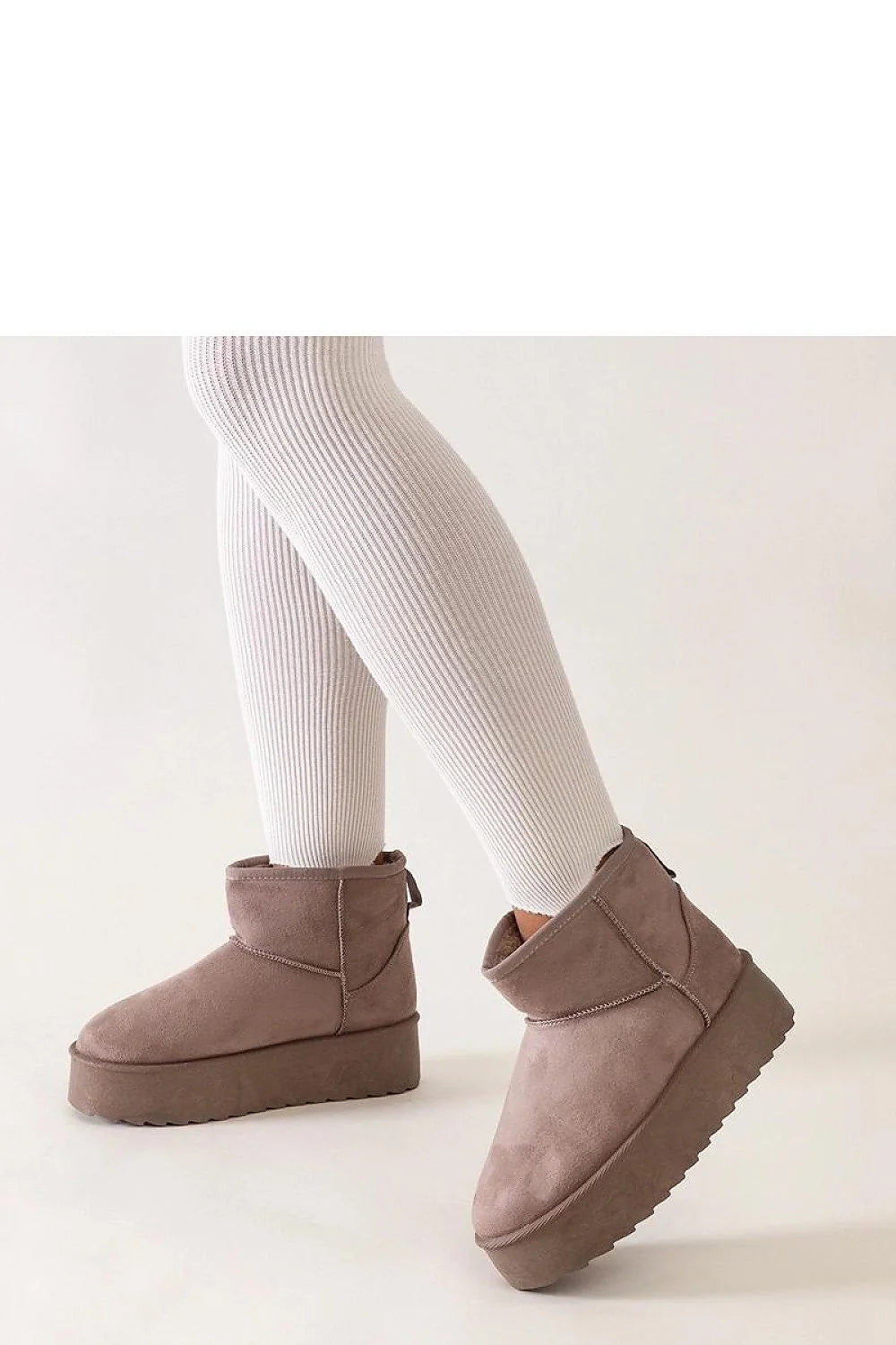 Bottines neige femmes style moderne taupe cuir synthétique basse semelle épaisse automne hiver tendance confortable