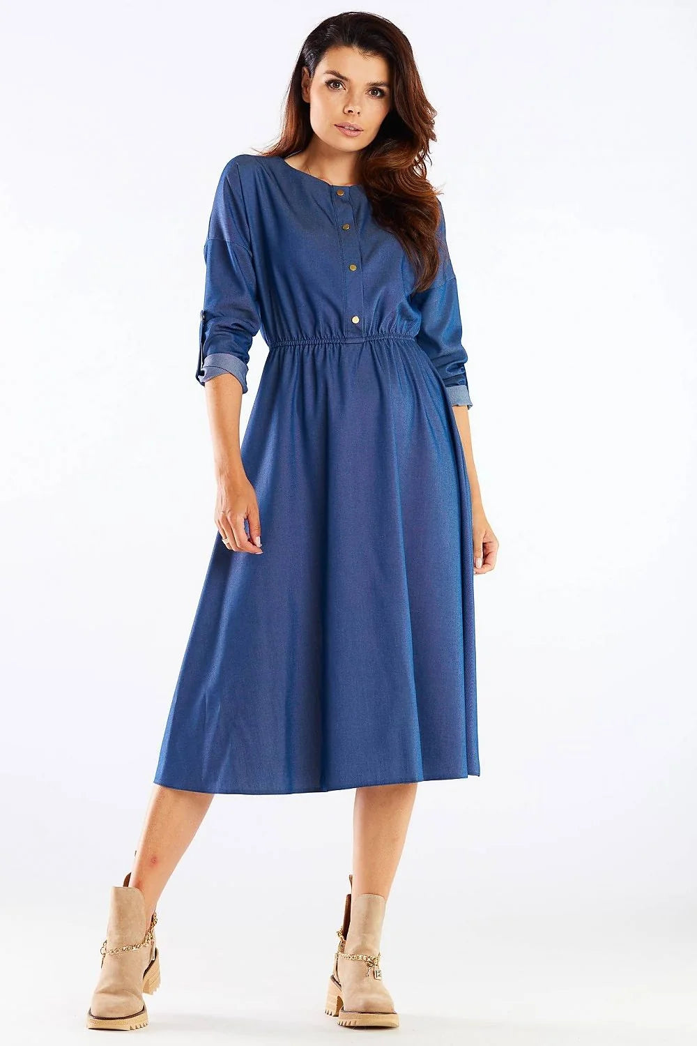 Robe midi légère bordeaux manches kimono élégante femme ajustable travail sortie style confort