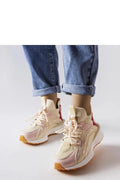 Chaussures de sport Solea pour femme, style athlétique, tissu respirant, beige et rose pâles, lacets personnalisables, semelle amortie, urban chic