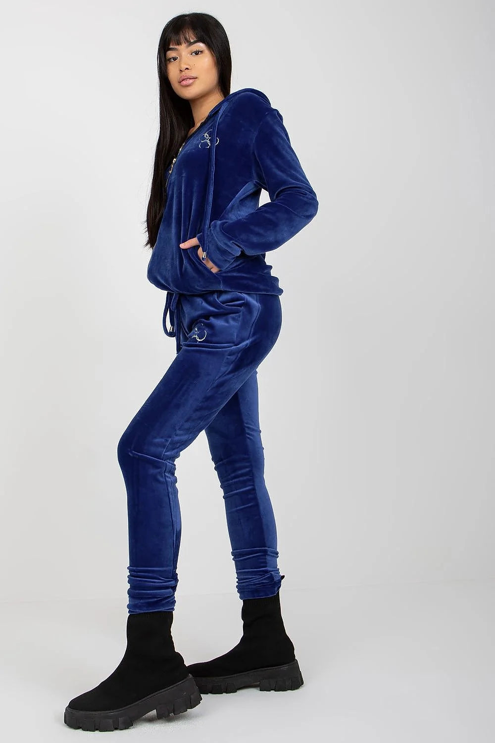 Ensemble Relevance pour femmes, sweat à capuche zippé, pantalon slim, velours vert olive, taille S/M, sport-chic