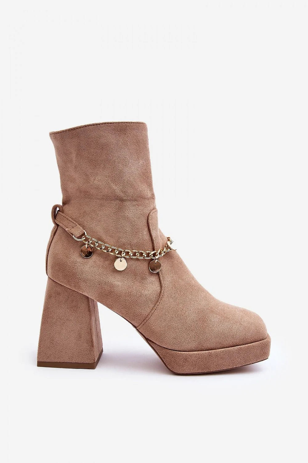 Bottes à talons block en suédine beige style élégant et moderne, confort maximal pour femmes
