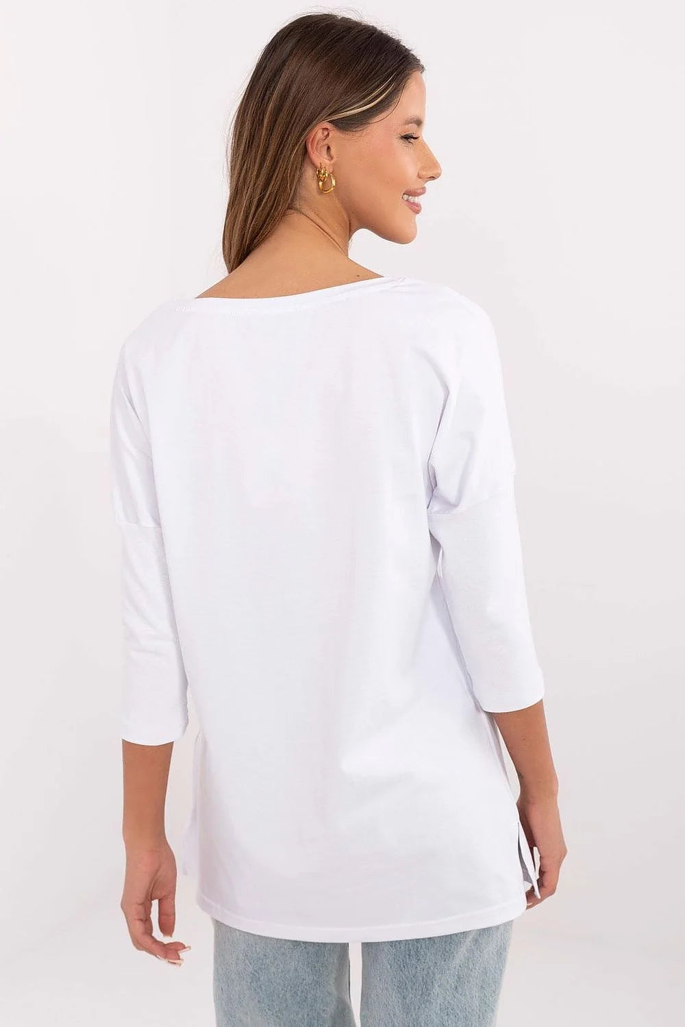Chemisier Femme Manches 3/4 Imprimé Abstrait Design Moderne Confortable Élégance Décontractée Tissu Coton Élasthanne Occasions Multiples Hiver Été