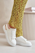 Baskets Step in style pour femmes élégance plateforme cuir artificiel détail métallique rose blanc toutes occasions