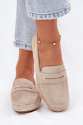 Mocassins femmes style intemporel daim naturel beige pâle confort quotidien mode classique