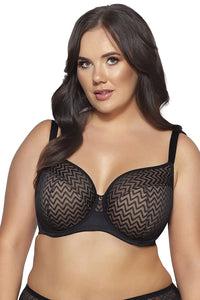 Soutien-gorge semi-soft Ava Innesa 2102 élégant dentelle noire beige motif zigzag armatures intégrées bretelles ajustables