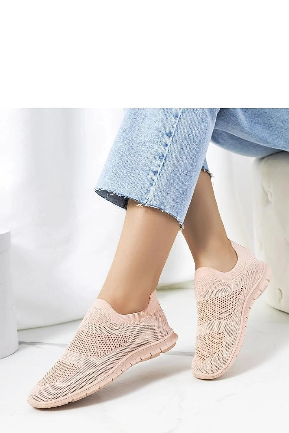 Baskets pour femmes sans lacets design moderne rose pâle tissu respirant semelle caoutchouc confortable baskets à enfiler pour quotidien été